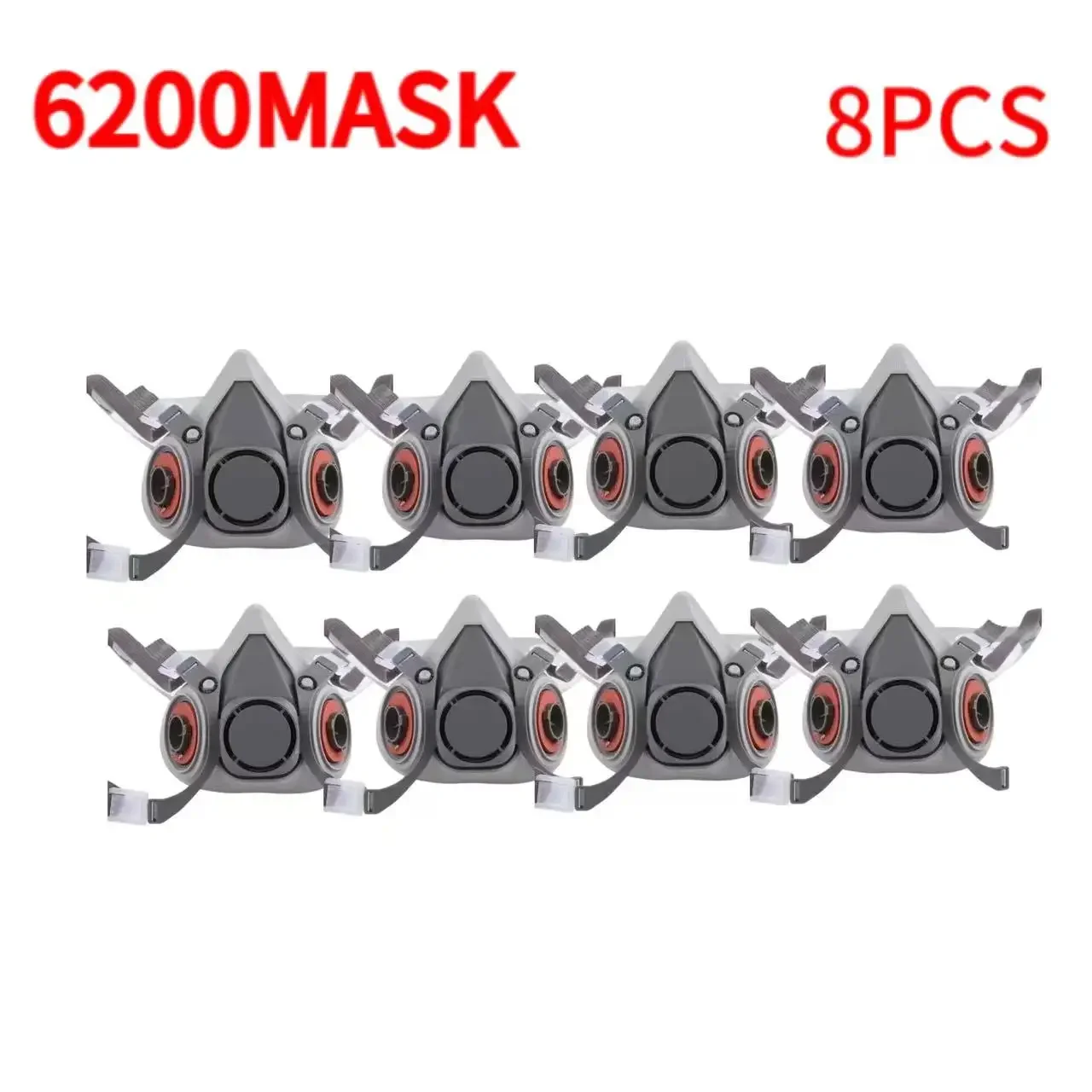 8PCS 6200 Half Face Gas Mask Respirator Chemical Respirator Mask with filter Protect Organic Gas Painting Spraying Dust Mask(2)