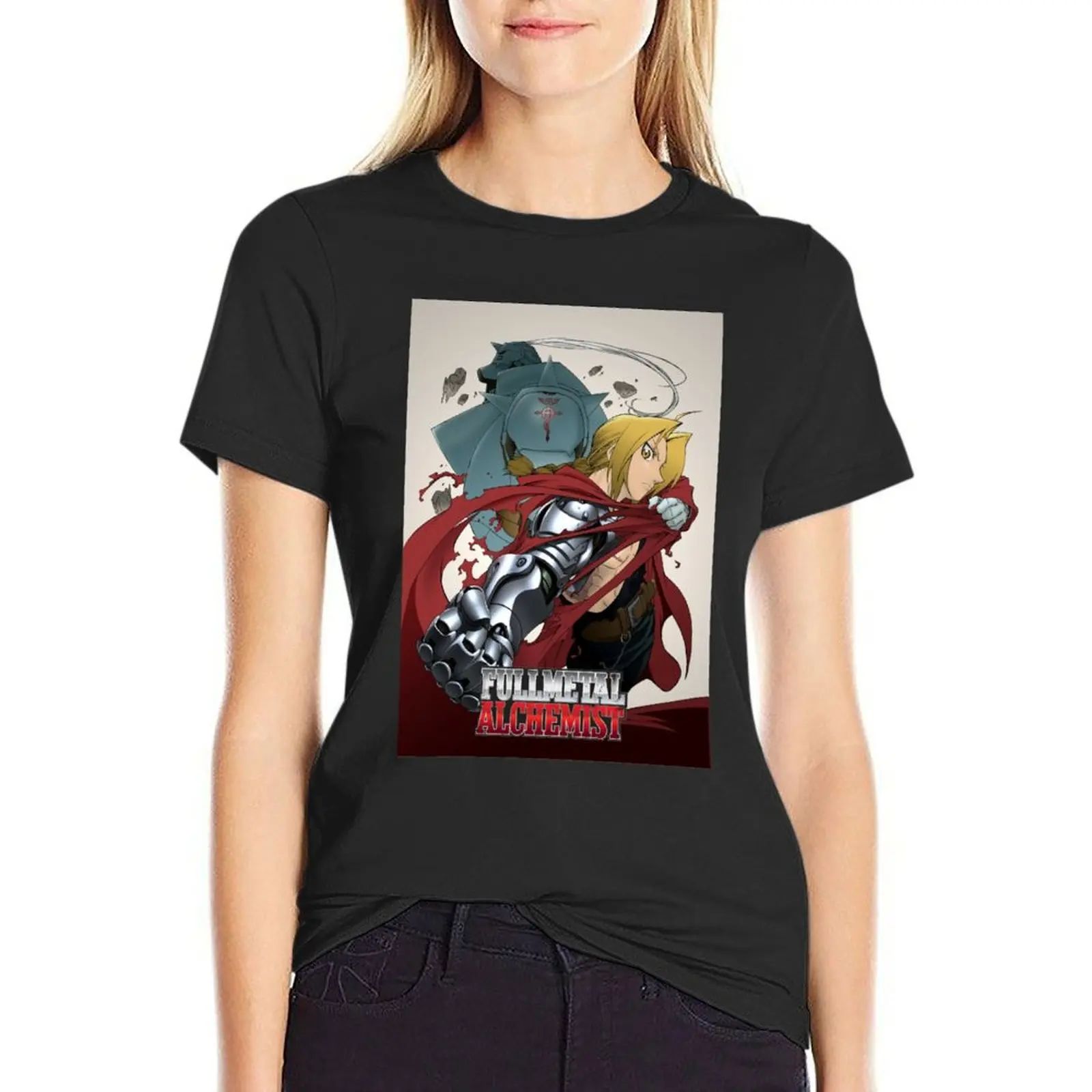 

Fullmetal Alchemist brotherhood Anime T-Shirt female plus size tops summer top white t-shirt dress for Women sexy