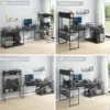 Vabches Computer Desk with Monitor Stand&LED Light Reversible Gaming Desk with Charging Station&Storage Shelves for Home Office 4
