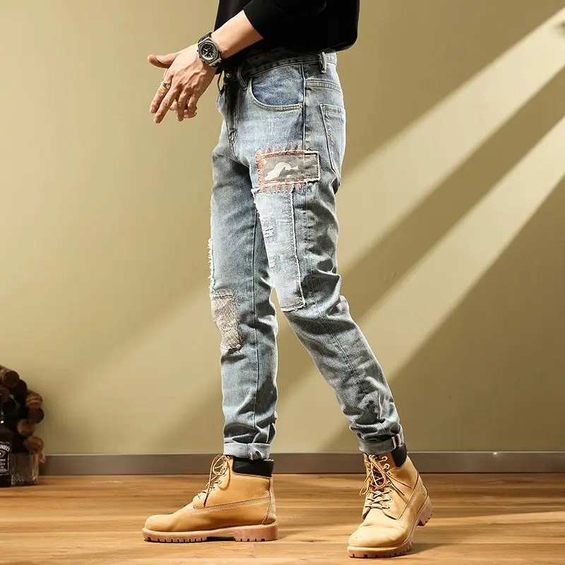 Harem Jeans for Men Vintage Korean Fashion Summer Mens Cowboy Pants Elastic Slim Fit Cotton Retro Free Shipping Stretch Trousers
