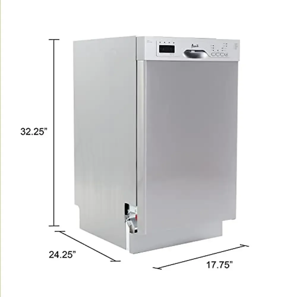 18-Inch Stainless Steel Dishwasher LED Display 3 Wash Options 6 Cycles Low Noise Rating 53dB Compact Maximum Capacity Advanced 6