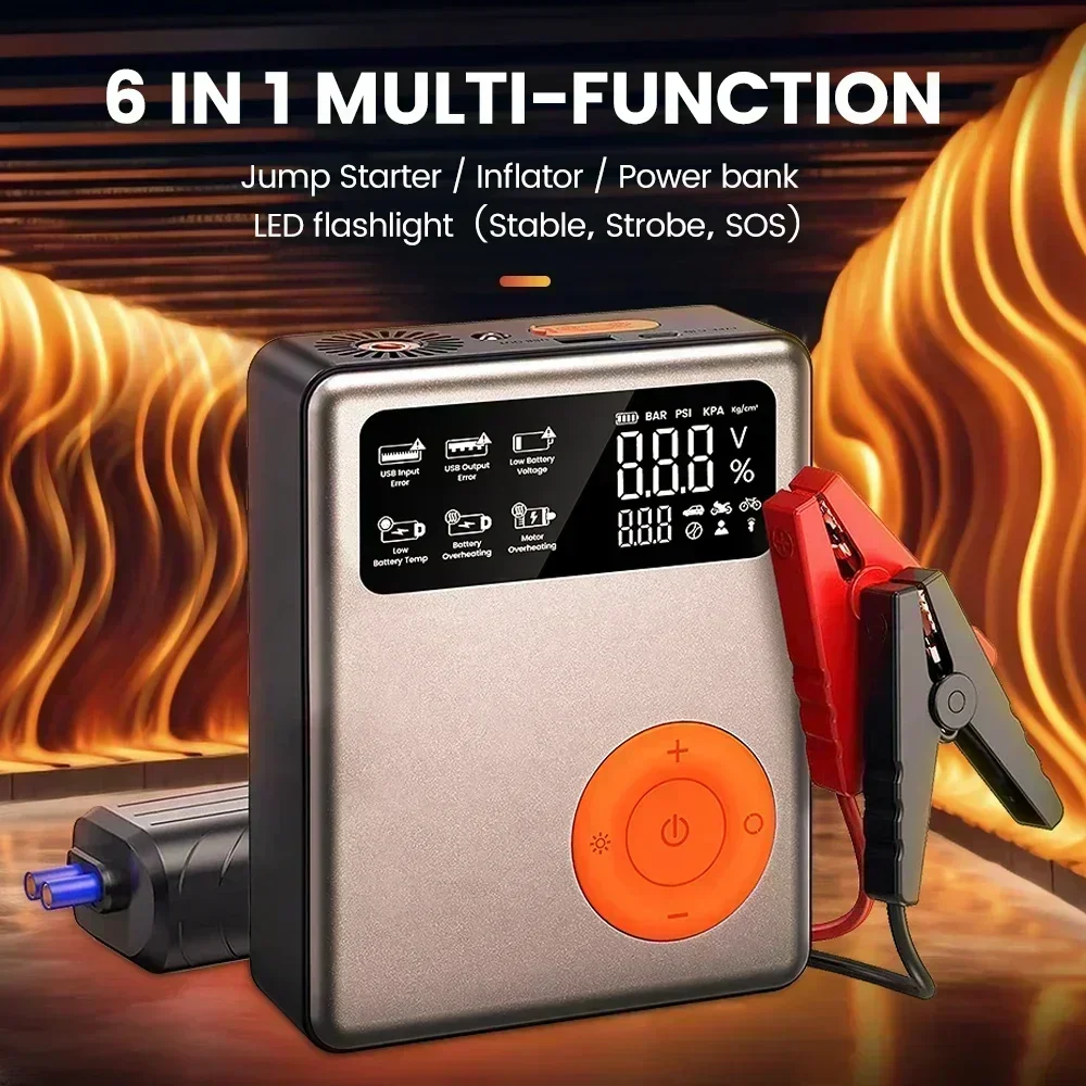 13000mAh Car Jump Starter Portable Air Compressor Baseus Power Bank 12V Digital Tire Inflator Emergency Battery Boost LED Light