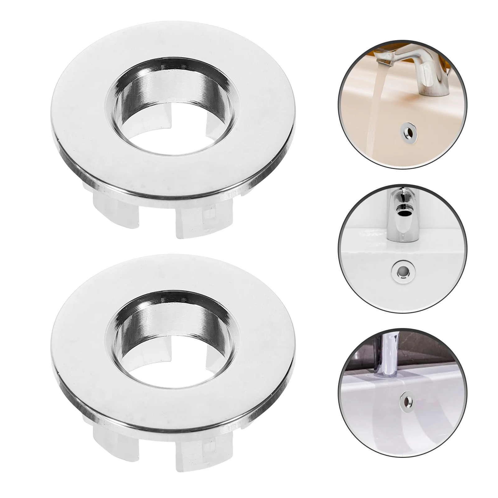 

4 Pcs Basin Decorative Cover Water Trough Sink Drain Overflow Covers Tub Cap Copper Round Replacement