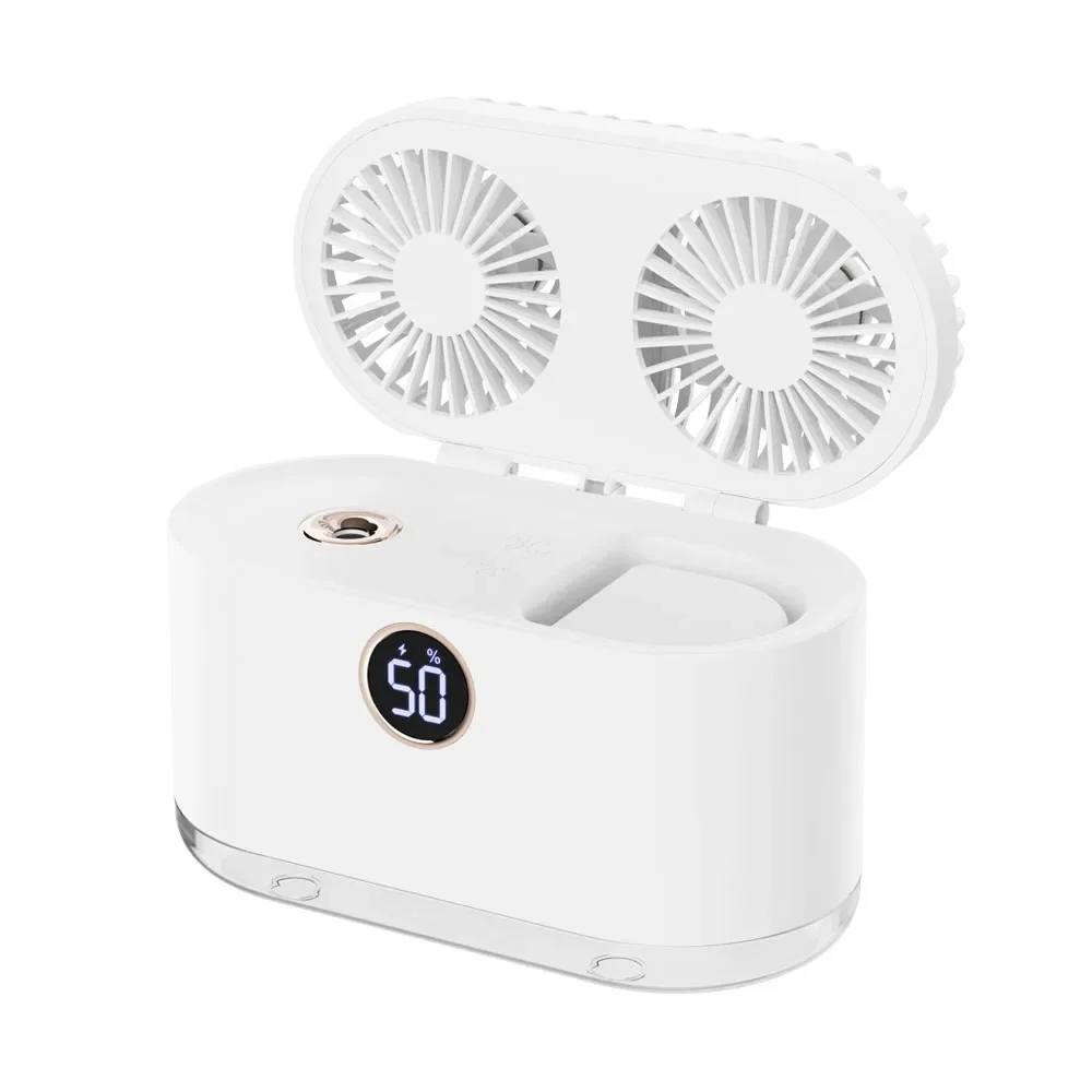 

Портативный маленький двухголовый распылитель-вентилятор для охлаждения и увлажнения | Переносной USB-вентилятор для путешествий | Мини-USB-вентилятор для