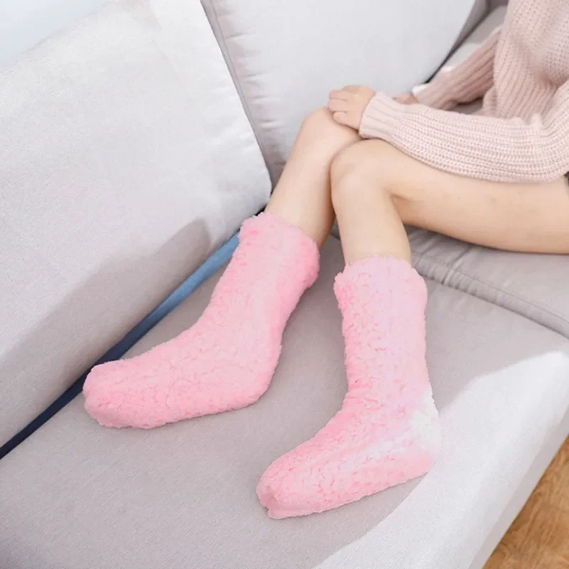 Thickened Winter Woven Thermal Cashmere Socks Floor Socks Women's Carpet Home Plus Socks Velvet Sleep Socks Slippers Leg Cover 3
