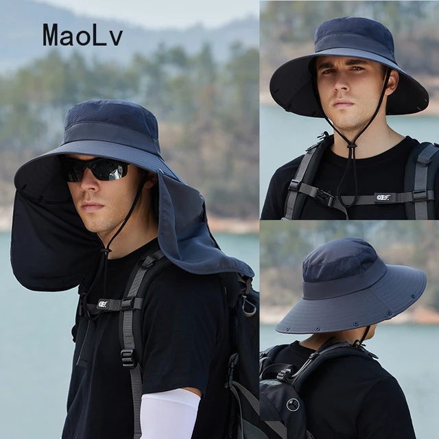 Summer Sun Hats Double Layer UV Protection Fishing Hunting Outdoor Cap Men  Hiking Camping Visor Hat