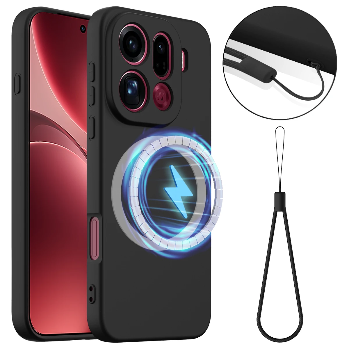 Matte Liquid Silicone Anti-Fingerprint Magnetic Wireless Armor Back Cover
