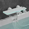 Bathtub Shower Faucet Set Brass Bathroom Bathtub Mixer Taps Wall Mounted Hot and Cold Shower Faucet White/Chrome Bathtub Tap 3