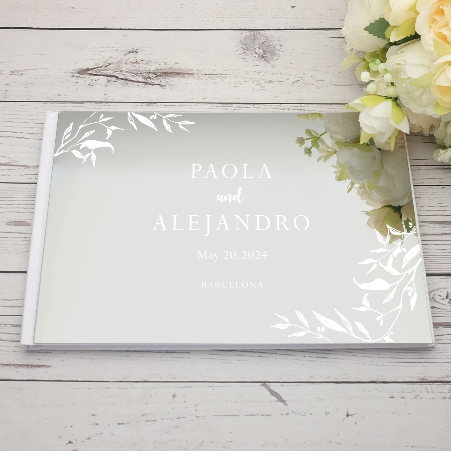 Wedding Guest Book Personalized Wedding guest book Signature Guestbook Acrylic Mirror Cover Book Engagement Party Commemorative Book