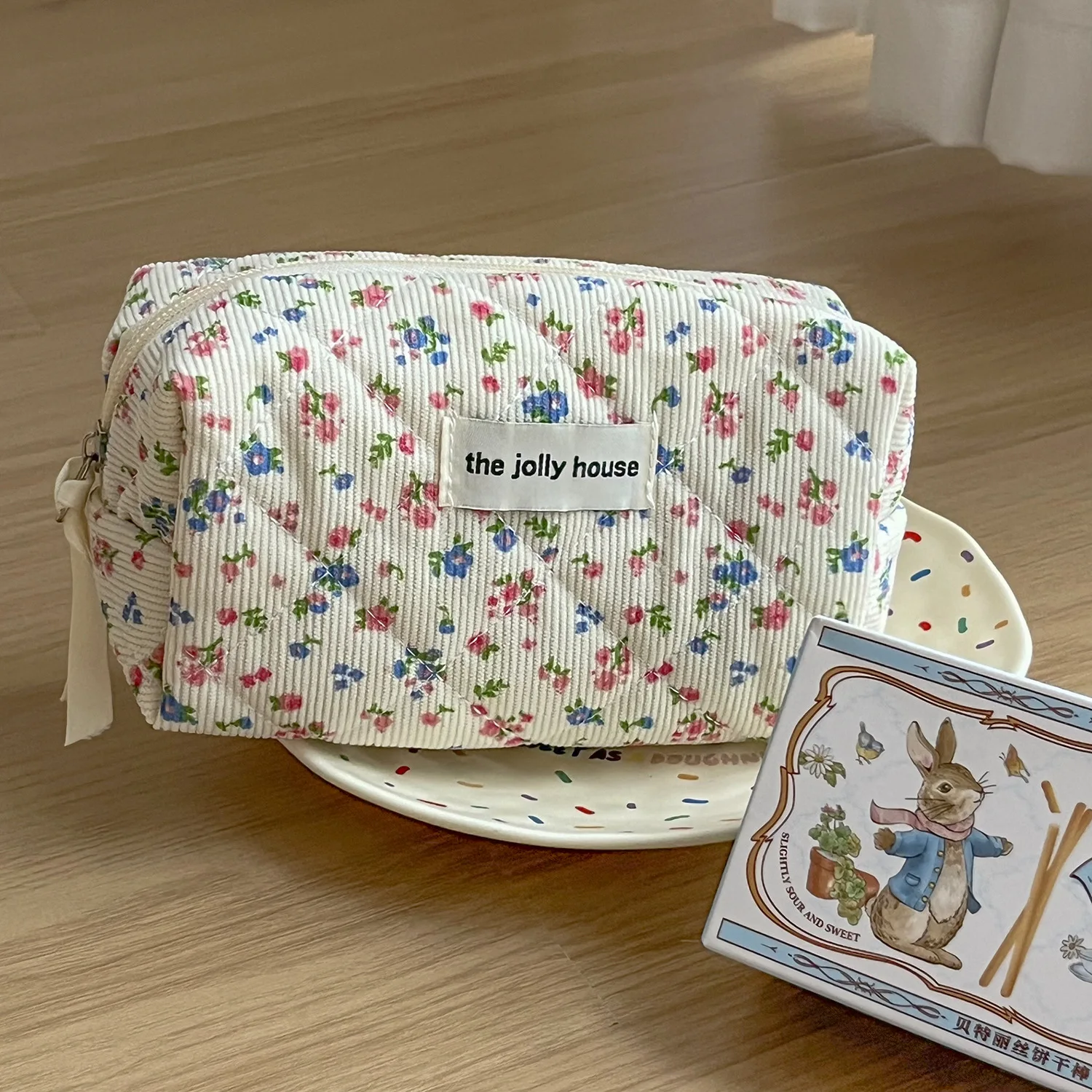 Floral Süße frauen Lagerung Taschen Retro Cord Damen Kosmetik Tasche Reise Tragbare Weibliche Make-Up Fall Kupplung Geldbörse Handtaschen – Detail 11