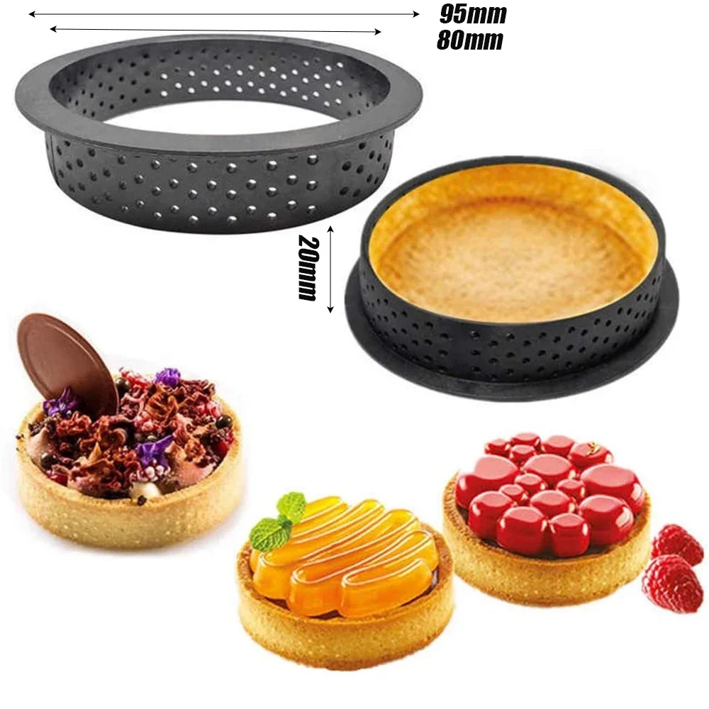 6pcs Tarte Ring Cutting Tart Mold Mousse DIY Kit Perforated Cake Round Circle  Dessert Bakeware Cutter Pastry Decorating Tools