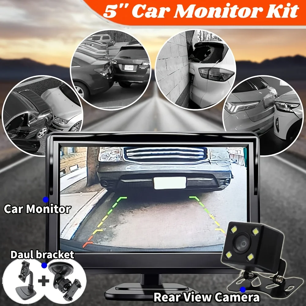 12.7 سنتيمتر سيارة كاميرا الرؤية الخلفية مراقبة احتياطية عكس نظام ركن السيارة العالمي 4LED لسيارات الدفع الرباعي بيك اب كامبر جرار RV الخ