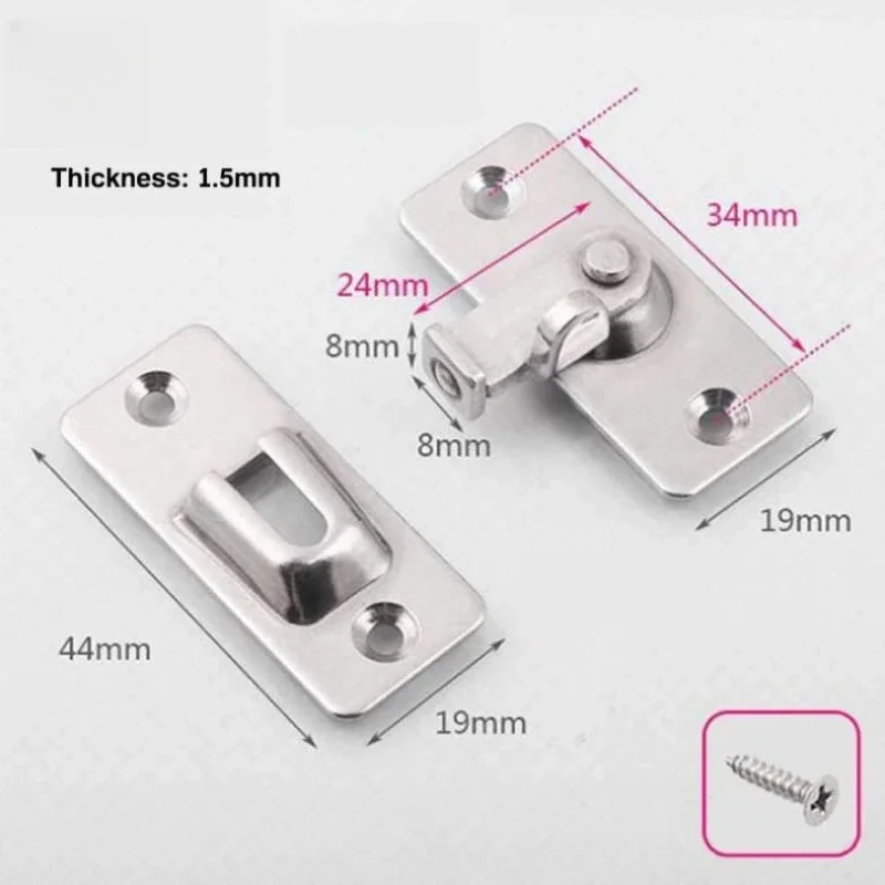 Door Lock Latch Bolt Stainless Steel 90 Degree Right Angle
