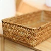 Seagrass Weaving Storage Basket Fruit Bread Snack Storage Box Wicker Woven Rattan Sundries Organizer Makeup Desktop Weave Box 6