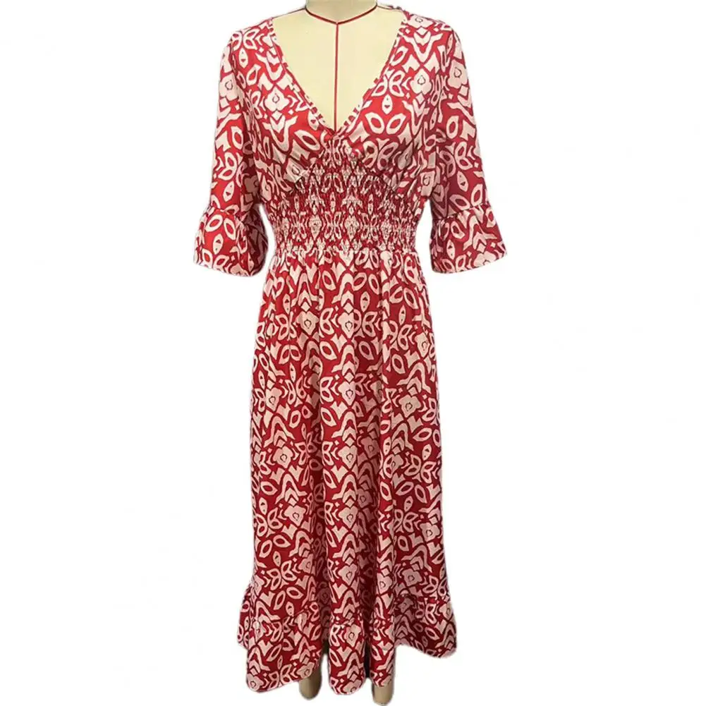 

Floral Patterned Bohemian Maxi Dress Elegant Loose-fitting Women's Beachwear for A Stylish Summer Holiday