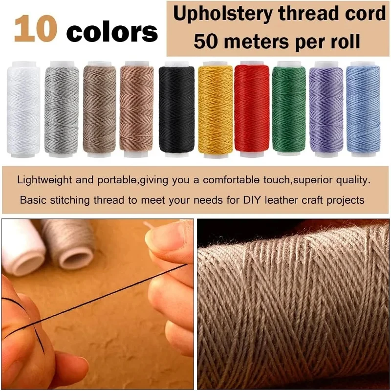 59 Pcs Leather Sewing Kit for Hand Sewing Heavy Duty Repair Kit Large-Eye Stitching Needles for Canvas Sofa