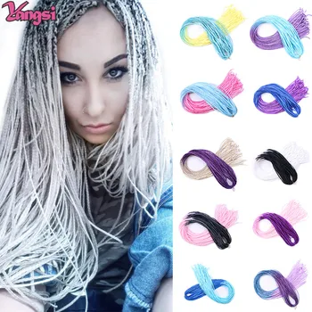 Long Straight Zizi Braids Hair Extensions Synthetic Hair Ombre Colorful 613 Blonde Pink Thin Box Braids Zizi Braids Hair 1