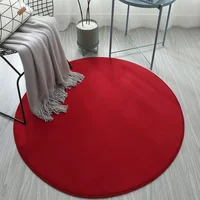 Nordic Style Round Carpet Living Room Coffee Table Children's Room Cute Solid Color Rug Computer Chair Hanging Basket Soft Mat 1