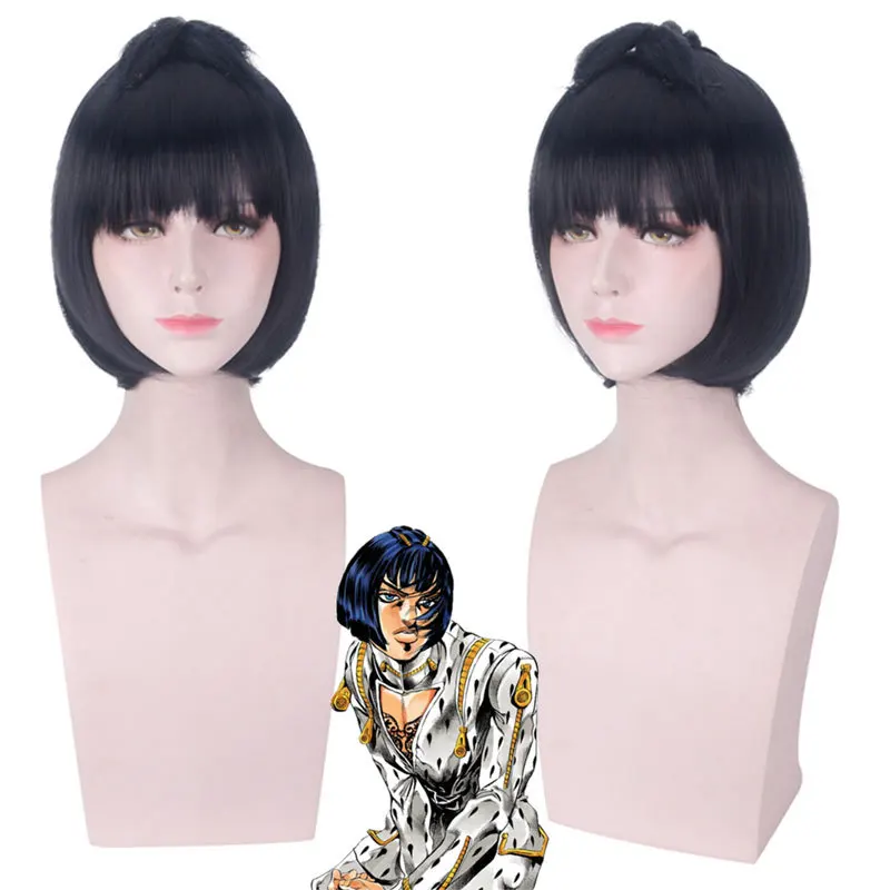 

JoJo Bizarre Adventure Bruno Bucciarati Cosplay Black Purple Wig JoJo No Kimyou Na Bouken Halloween Role Play Wig