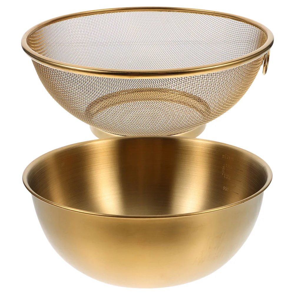 

Stainless Steel Colander and Bowl Set Kitchen Colander Strainer Basket Mesh Strainer Basket Drainer Rice Basket Washer Bowl