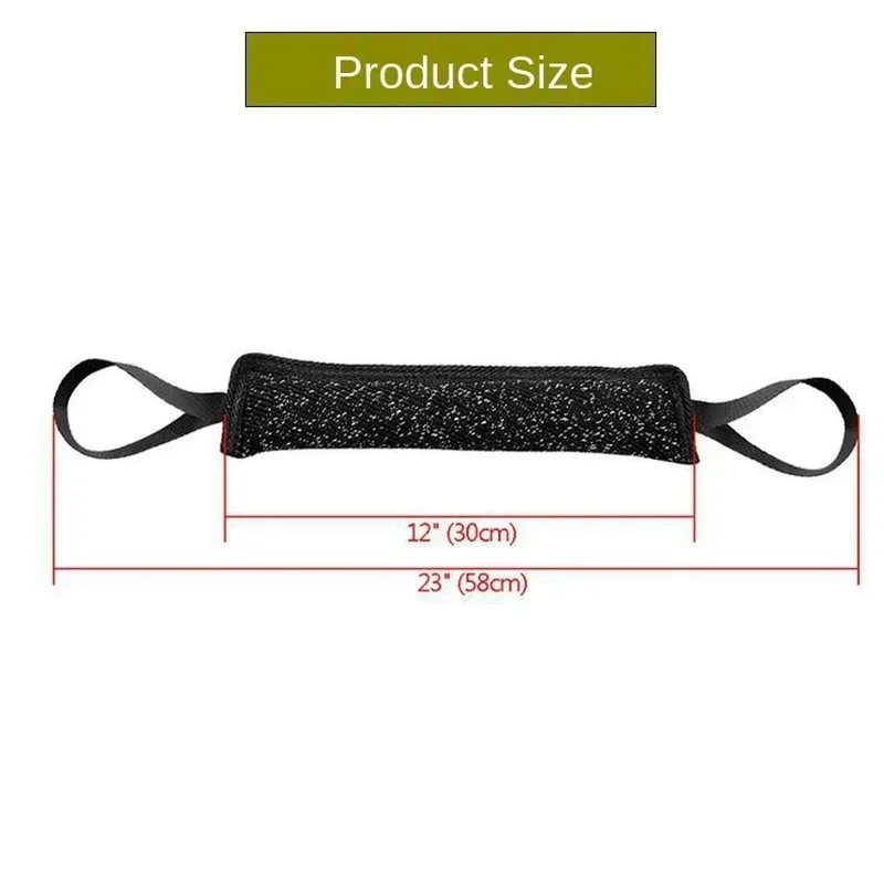 Black Dog Training Bite Tug Pillow Sleeve with 2 Rope Handles for Training Malinois German Shepherd Rottweiler Pet Chewing Toy