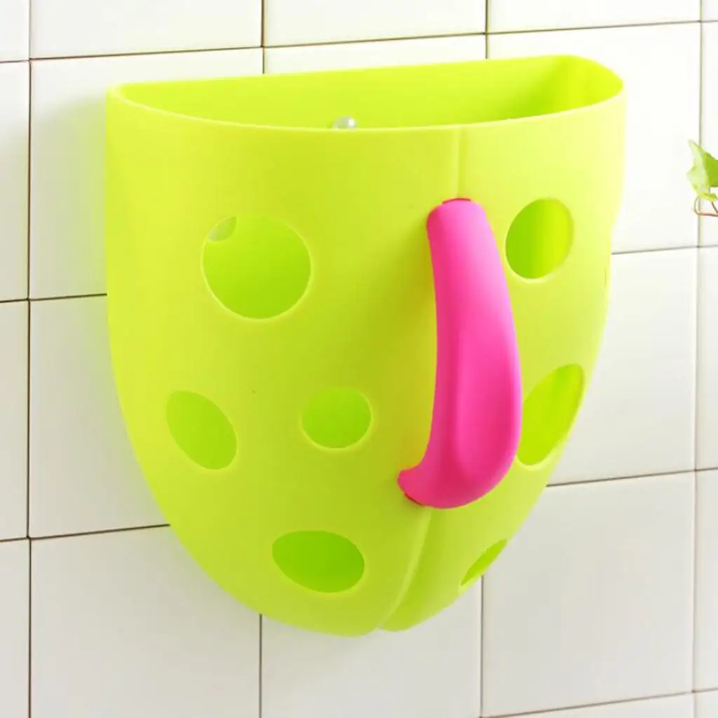 Bathroom Wall Sucker Kids Bath Toys Storage Basket Shower Toys Scoop