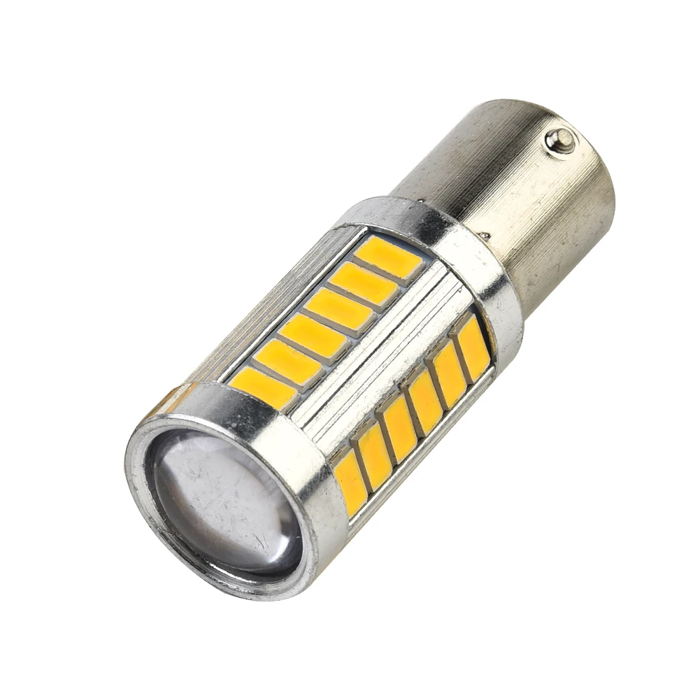 

Желтый указатель поворота светодиодный 3000K 33LED 581 BA15S PY21W, 4 шт., простая установка, низкое энергопотребление, задний индикатор