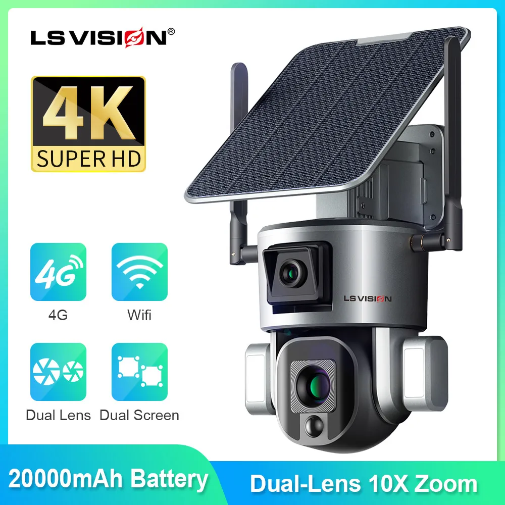 LSVISIONSolarPanelCamera4K8MPWirelessSecurityCameraOutdoor4g