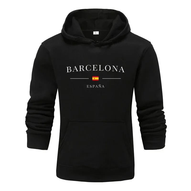 

Men's BARCELONA Print Design Hoodies Luxury Hooded Sweatshirts Autumn Winter Warm Clothing for Male Casual Streetwear tracksuit