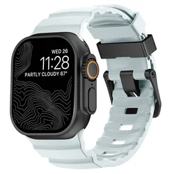 Enhanced Silicone Strap for Apple Watch - Comfortable and Replaceable Bracelet (Luminous blue black)