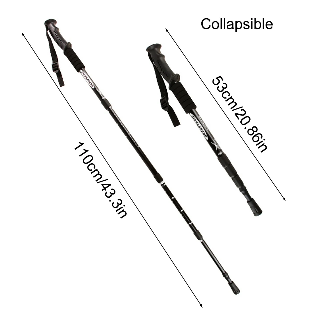 Trekking Pole Adjustable Non-slip Collapsible Hiking Walking Sticks Aluminum Alloy Cane Mountaineering Climbing Crutches 6