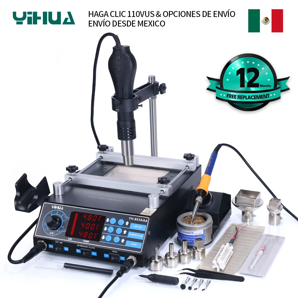 YIHUA 853AAA 1200W Preheating Station PCB Preheater Soldering Station BGA Rework Soldering Iron Heat Gun Welding