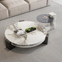Table basse en marbre italien moderne luxe originalité Table basse ronde verre salon meubles de maison Stolik Kawowy FYCT 3