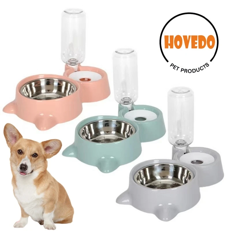 Pet Dog Cat Food Bowl Distributore D'Acqua Contenitore Automatico Per Alimenti Con Abbeveratoio Mangiatoia Per Animali Domestici 2-In-1 Ciotola Per Ga