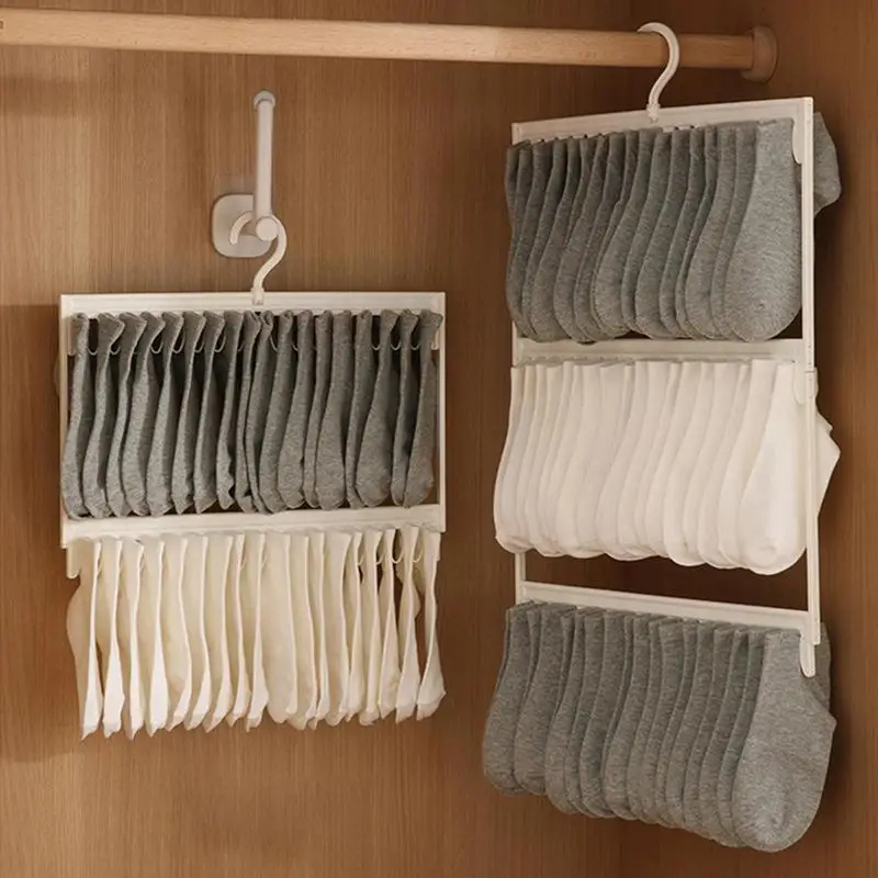 

Sock Drying Rack Sock Storage Dryer Rack with 54 Clips 3 Layers Laundry Hanger Clothes Rack 360 Degree Rotatable Sock Clips