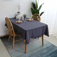 

Cotton Tablecloths, Waterproof Table Covers Pure Color Simplicity Dark Gray Dining Table Coffee Table Deco