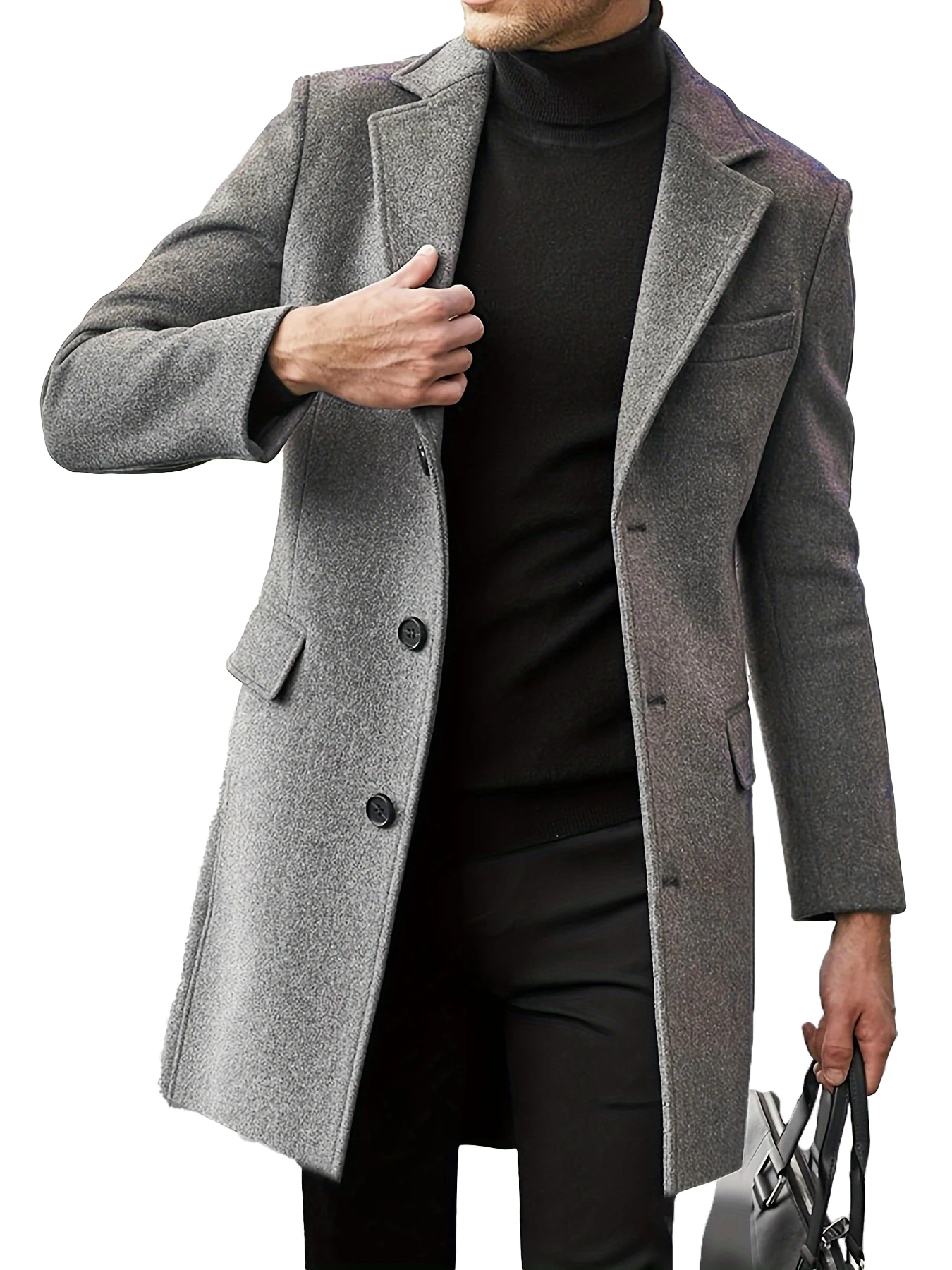 Autumn and winter men's woolen coat British trend long sleeved suit jacket