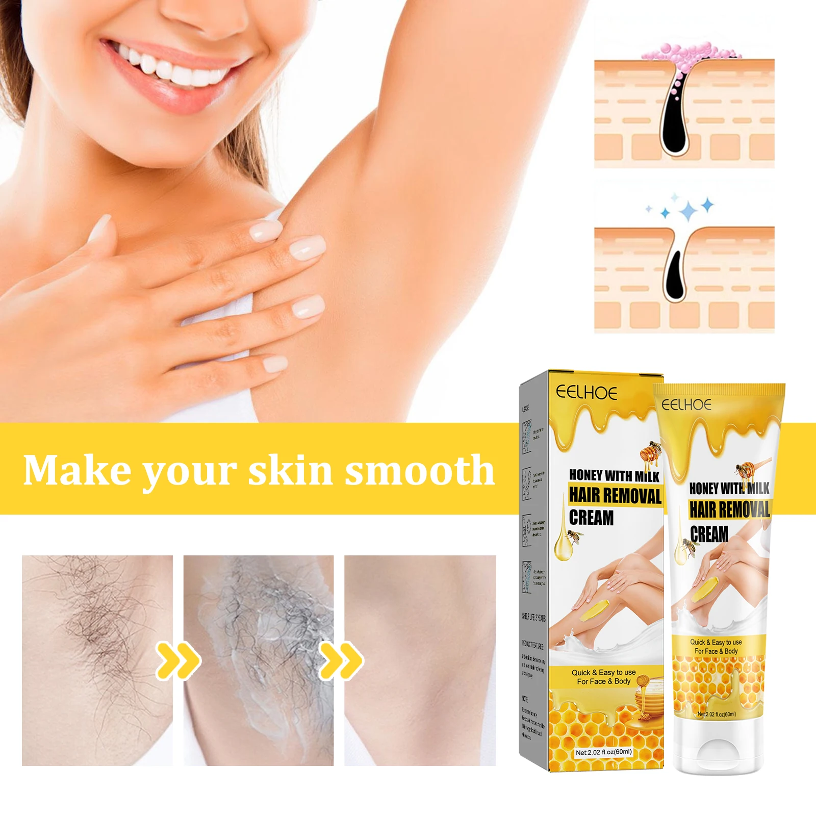 Honey Milk Hair Removal Cream Gentle Depilatory For Body Skin_voghion.com