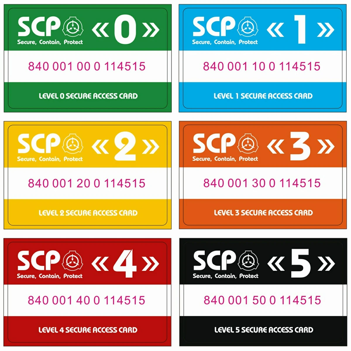 Фото Один комплект 6 шт. SCP GUARD,scp secret foundation keycards, специальный логотип косплей, Класс доступа, карта scp-19 №2