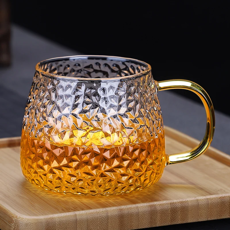 Clear Glass Mug  Glass Tea Cups - 1 420ml 14oz Clear Tea Cups Heat  Resistant Pattern - Aliexpress