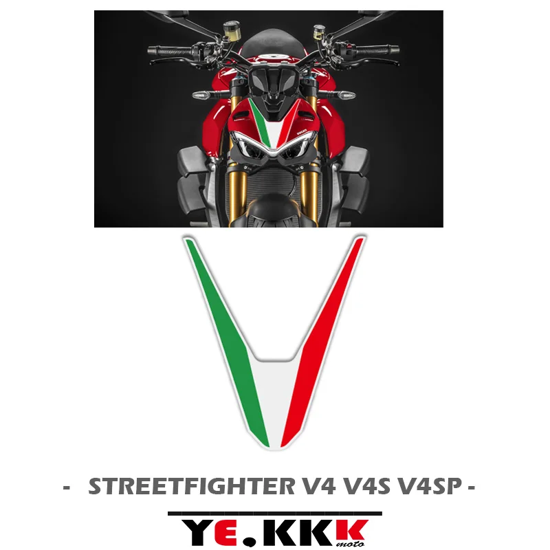 For Ducati Streetfighter V4 V4S V4SP Sticker Decals Real 3M Motorcycle Fairing Head Shell Tricolor Decal Sticker for ducati streetfighter v4 v4s sp2 motorcycle fairing shell sticker decal no oem diy length 8cm 2 hollow stickers