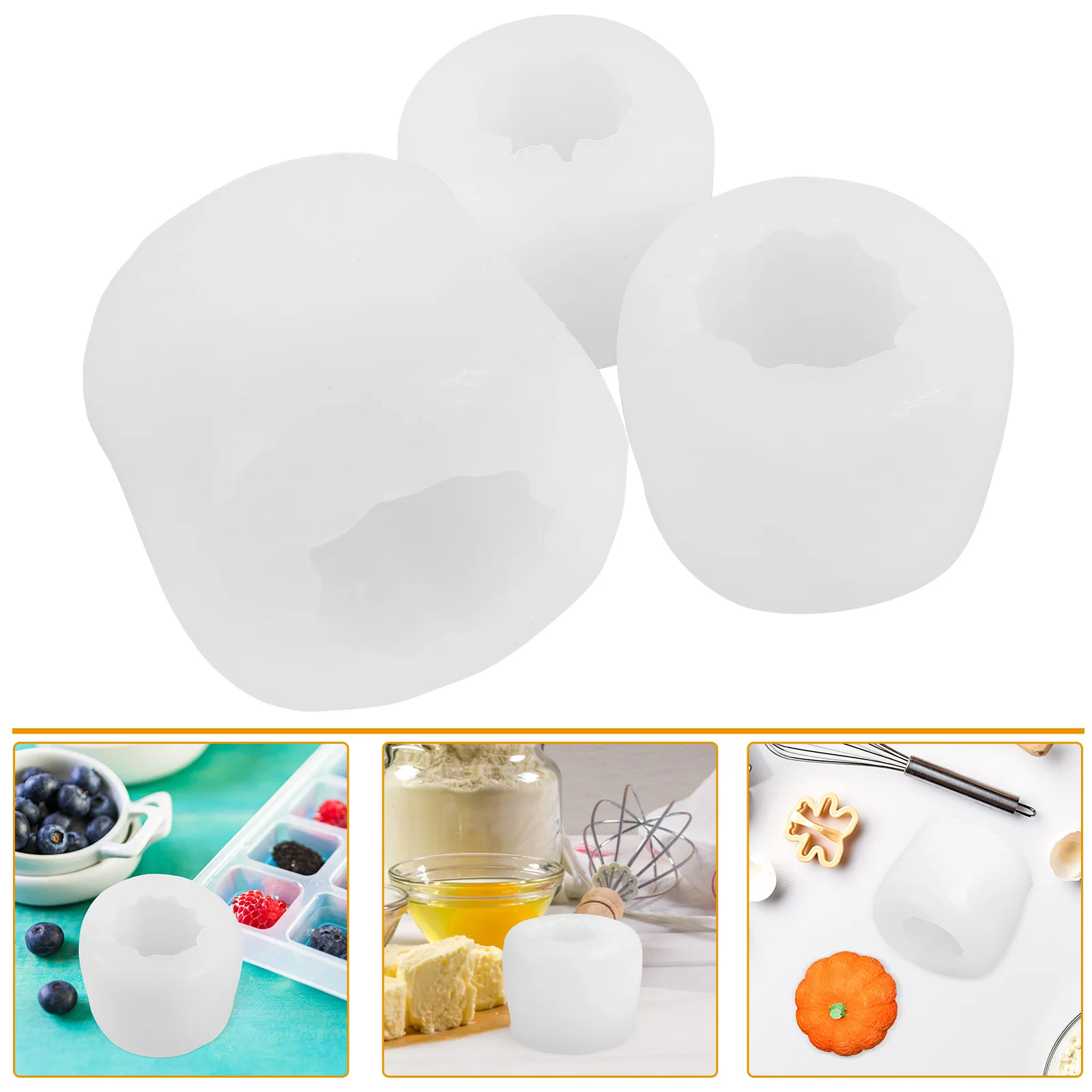

3 PCS Molds for Chocolate Silicone Cupcake Dessert 3D Pumpkin Resin Fondant Candy Shaped