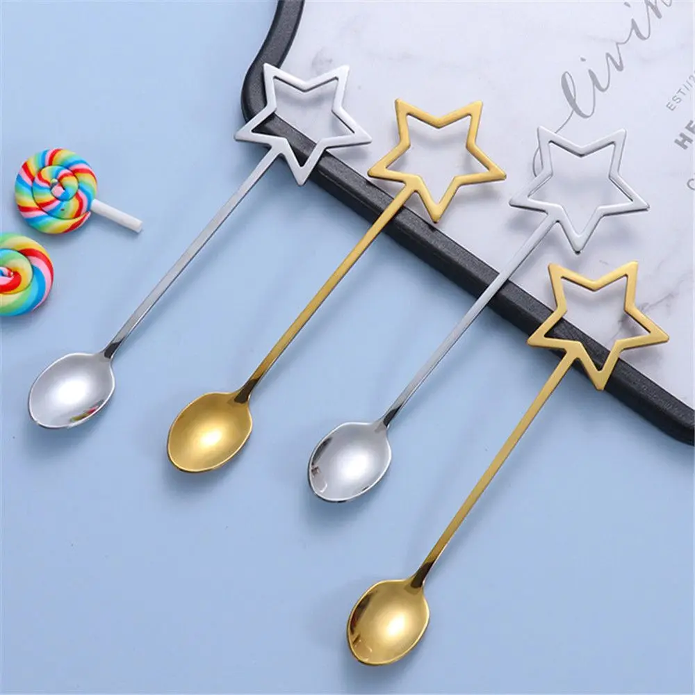 

Coffeeware Dessert Scoop Stirring Teaspoon Star Milk Tea Stirrer Coffee Spoon Stainless Steel