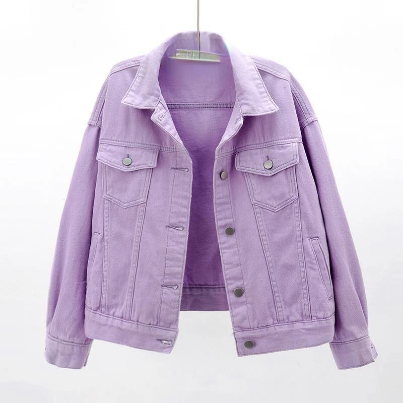 

2022 Denim Jacket Women's Fashionable Long Sleeved Button Solid Color Top Korean Version Loose Fitting Short Jacket Spring