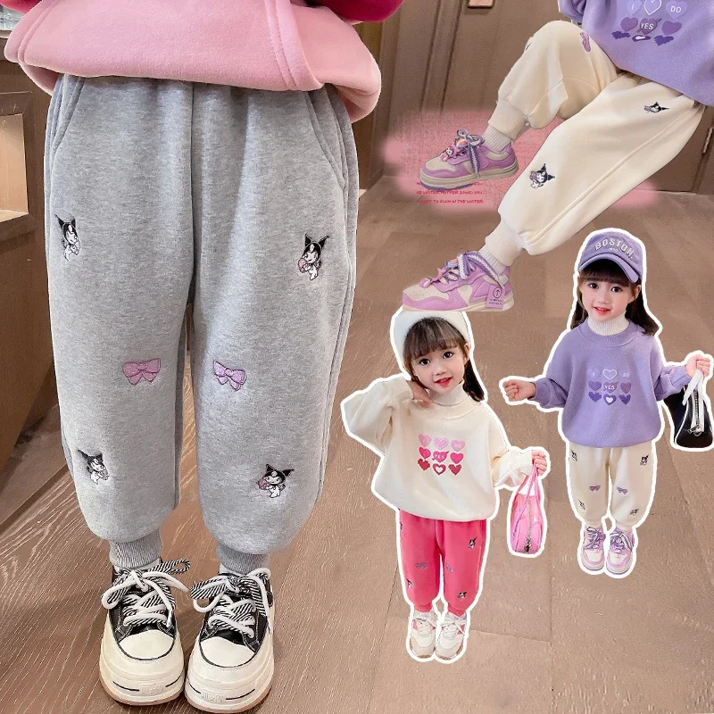 

Sanrio Kuromi My Melody Girls' Sweatpants Spring and Autumn New Children Foreign-style Trousers Thickened Padded Casual Trousers