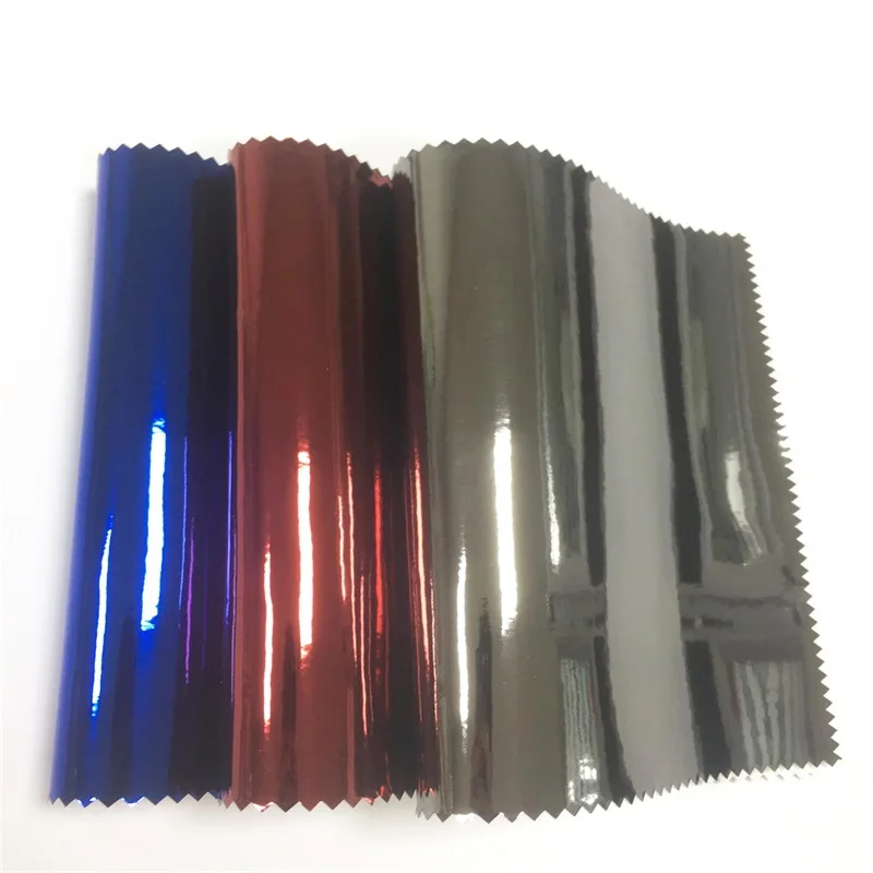 

Solid Color Mirror Reflective Effect PU Synthetic Leather Fabric Sheet Cotton Backing for Making Clothing/Earring/Craft 46*135CM