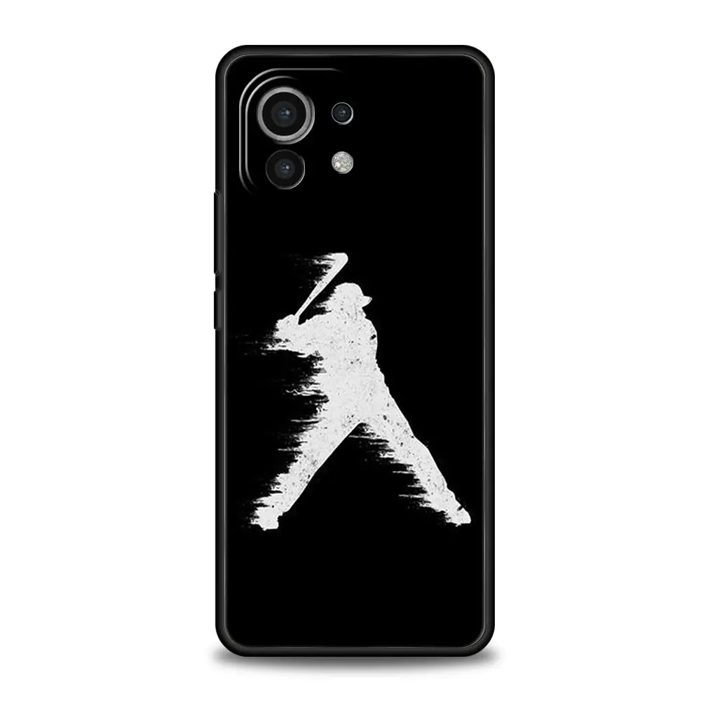 Baseball-Themed Black Silicone Phone Case Cover