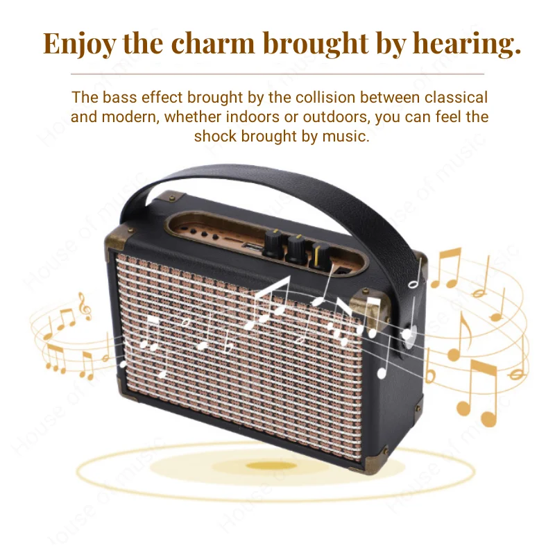 FM Radio Classic Retro Wireless Bluetooth Speakers High-power Stereo Surround Home Theater Subwoofer Outdoor Portable Sound Box