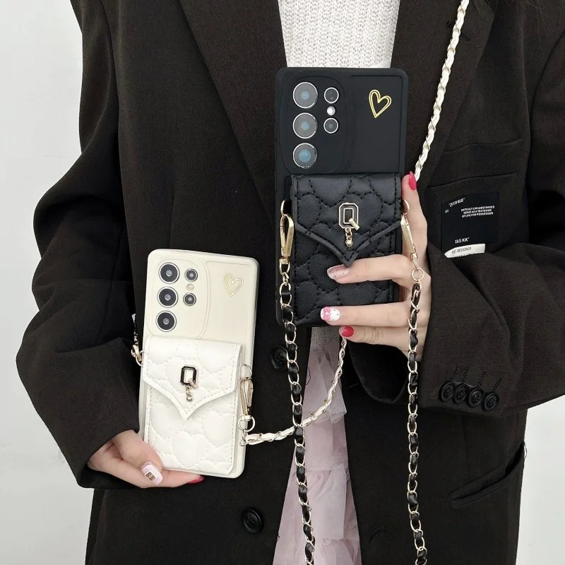 Crossbody Strap Wallet Case with Card Holder and Metal Lanyard