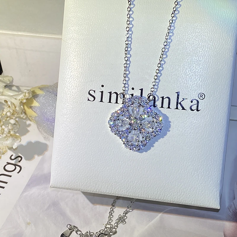 2022 NEW Exquisite  Flower Hollow Out Pendant Necklace For Women Silver S925 Clavicle Chain Engagement Wedding Gift Jewelry